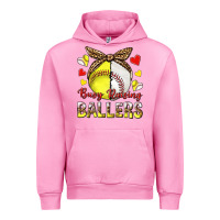 Fuchsia Pink busy raising ballers with baseball and softball Urban Hoodie - texasbilliewilder