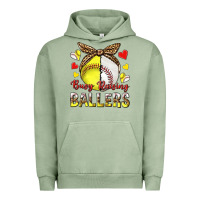 Pigment Oil Green busy raising ballers with baseball and softball Urban Hoodie - texasbilliewilder