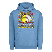 Pigment Pebble Blue busy raising ballers with baseball and softball Urban Hoodie - texasbilliewilder