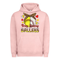 Pigment Salmon busy raising ballers with baseball and softball Urban Hoodie - texasbilliewilder