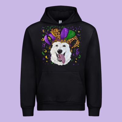 Urban Hoodie mardi gras hat  white shepherd