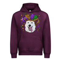 Mauve Wine mardi gras hat  white shepherd Urban Hoodie - RanaPortraitStore
