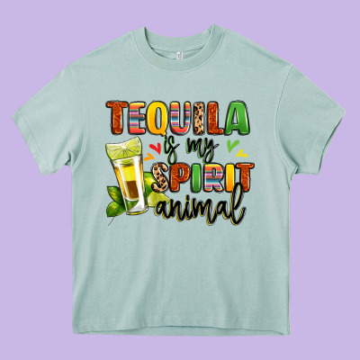 Tequila Is My Spirit Animal Heavy Core Tee Designed By Lillyallendesigns