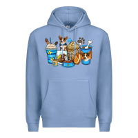 Colony Blue corgi coffee cups Premium Hoodie - Zillion Design Studio