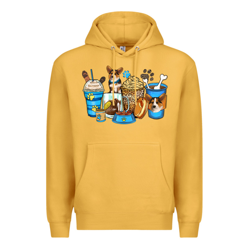 Corgi Coffee Cups Premium Hoodie by Zillion Design Studio | Teevron