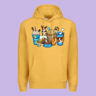 Corgi Coffee Cups Premium Hoodie Designed By Zillion Design Studio