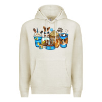Oatmeal Heather corgi coffee cups Premium Hoodie - Zillion Design Studio