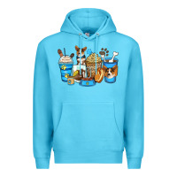 Ocean Blue corgi coffee cups Premium Hoodie - Zillion Design Studio