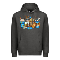Charcoal Heather corgi coffee cups Premium Hoodie - Zillion Design Studio