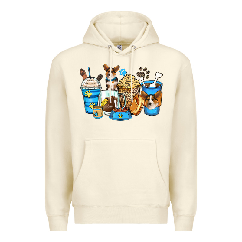 Corgi Coffee Cups Premium Hoodie by Zillion Design Studio | Teevron