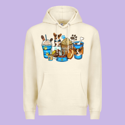 Corgi Coffee Cups Premium Hoodie Designed By Zillion Design Studio
