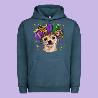 Urban Hoodie mardi gras hat chihuahua