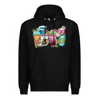 Black skeleton summer coffee cups Premium Hoodie - Zillion Design Studio