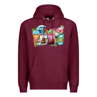 Burgundy skeleton summer coffee cups Premium Hoodie - Zillion Design Studio
