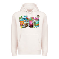 Pale Pink skeleton summer coffee cups Premium Hoodie - Zillion Design Studio