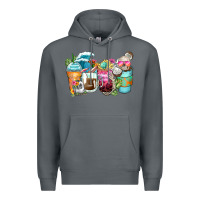 Rock skeleton summer coffee cups Premium Hoodie - Zillion Design Studio
