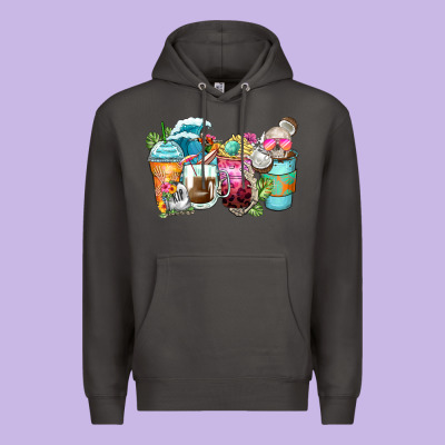 Skeleton Summer Coffee Cups Premium Hoodie Designed By Zillion Design Studio