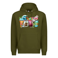 Army Green skeleton summer coffee cups Premium Hoodie - Zillion Design Studio