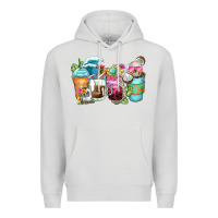 Dove Grey skeleton summer coffee cups Premium Hoodie - Zillion Design Studio