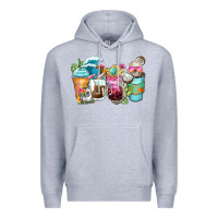 Heather Grey skeleton summer coffee cups Premium Hoodie - Zillion Design Studio