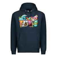 Navy skeleton summer coffee cups Premium Hoodie - Zillion Design Studio