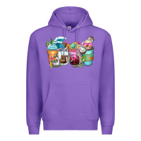 Purple skeleton summer coffee cups Premium Hoodie - Zillion Design Studio
