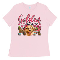 Bubblegum Pink golden retriever mom Ladies Tee - Artiststas