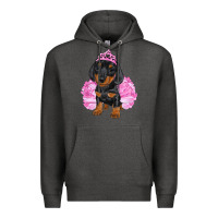 Charcoal Heather balerina dachshund with tutu Premium Hoodie - RanaPortraitStore