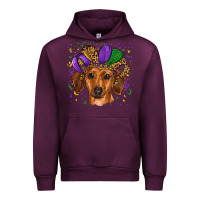 Mauve Wine mardi gras hat dachshund Urban Hoodie - RanaPortraitStore