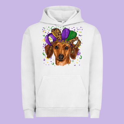 Urban Hoodie mardi gras hat dachshund