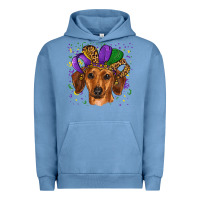 Pigment Pebble Blue mardi gras hat dachshund Urban Hoodie - RanaPortraitStore