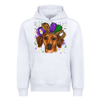 White mardi gras hat dachshund Urban Hoodie - RanaPortraitStore