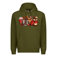 Army Green hot chocolate coffee cups Premium Hoodie - Zillion Design Studio
