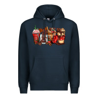 Navy hot chocolate coffee cups Premium Hoodie - Zillion Design Studio