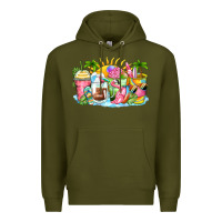 Army Green beach summer coffee cups Premium Hoodie - Zillion Design Studio