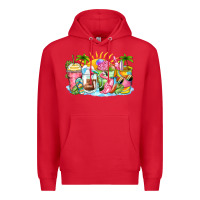 Red beach summer coffee cups Premium Hoodie - Zillion Design Studio