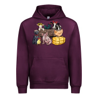 Mauve Wine farm animals wagon Urban Hoodie - Zillion Design Studio