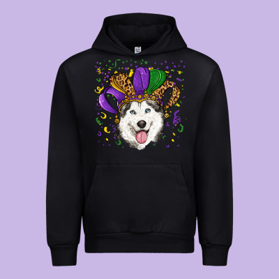Urban Hoodie Mardi gras hat husky