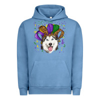 Pigment Pebble Blue Mardi gras hat husky Urban Hoodie - RanaPortraitStore