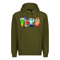 Army Green tea junkie coffee cups Premium Hoodie - Zillion Design Studio
