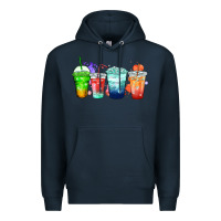 Navy tea junkie coffee cups Premium Hoodie - Zillion Design Studio