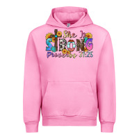 Fuchsia Pink she is strong proverbs 31 25 Urban Hoodie - Zillion Design Studio