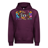 Mauve Wine she is strong proverbs 31 25 Urban Hoodie - Zillion Design Studio