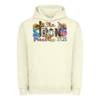 Pigment Pistachio she is strong proverbs 31 25 Urban Hoodie - Zillion Design Studio