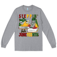 Heather Grey steppin' into juneteenth Long Sleeve Tee - BarkalooDesign