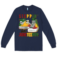 Navy steppin' into juneteenth Long Sleeve Tee - BarkalooDesign