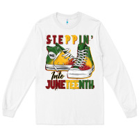 White steppin' into juneteenth Long Sleeve Tee - BarkalooDesign