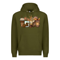Army Green leopard coffee cups Premium Hoodie - Zillion Design Studio