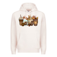 Pale Pink leopard coffee cups Premium Hoodie - Zillion Design Studio