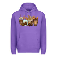 Purple leopard coffee cups Premium Hoodie - Zillion Design Studio